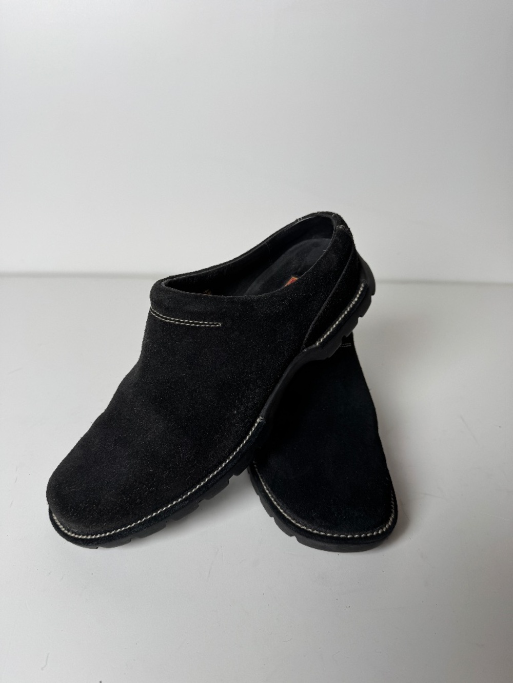 Cole Haan Country Women's Black Suede Waterproof Mules Clogs Shoes Size 8B D1